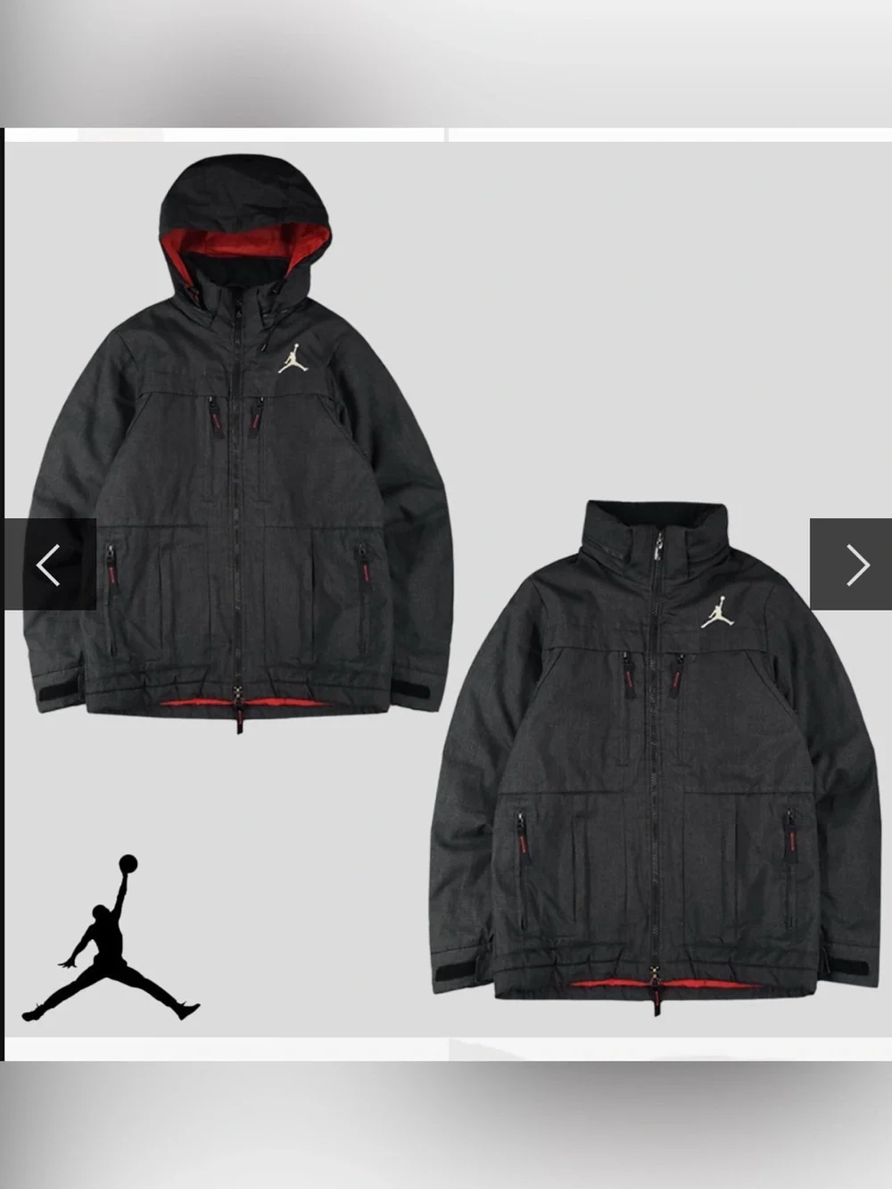 Jordan Hooded Jacket Black Heather Gray Red Lining Men’s 3XL Rare Discontinued